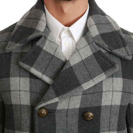Dolce & Gabbana Gray Check Wool Cashmere Coat Jacket