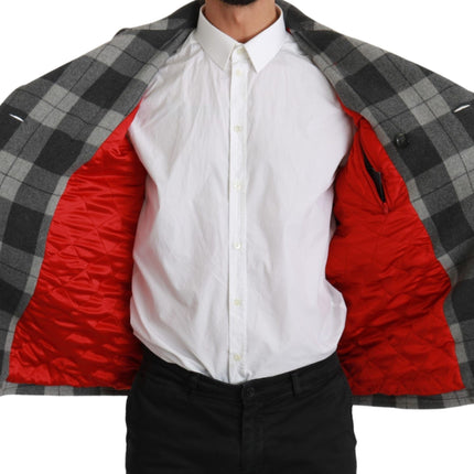 Dolce & Gabbana Gray Check Wool Cashmere Coat Jacket