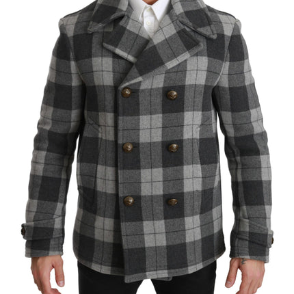 Dolce & Gabbana Gray Check Wool Cashmere Coat Jacket