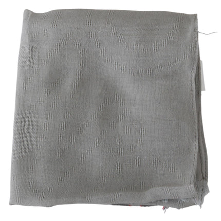 Costume National Gray Fringe Neck Wrap Cotton Scarf