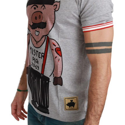 Dolce & Gabbana Gray Cotton Top 2019 Year of the Pig T-shirt