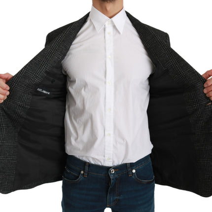 Dolce & Gabbana Gray Plaid Check Slim Fit Jacket Blazer