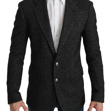 Dolce & Gabbana Gray Plaid Check Slim Fit Jacket Blazer