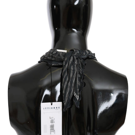 Costume National Black Gray Viscose Foulard Branded Scarf