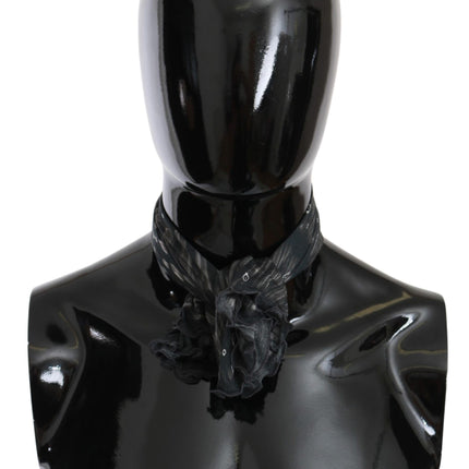 Costume National Black Gray Viscose Foulard Branded Scarf