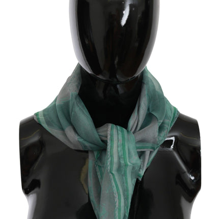 Costume National Green Silk Shawl Foulard Wrap Scarf