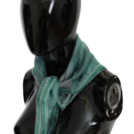 Costume National Green Silk Shawl Foulard Wrap Scarf
