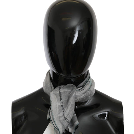 Costume National Gray Silk Shawl Foulard Wrap Scarf
