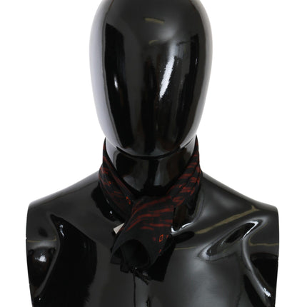 Costume National Black Orange 100% Silk Branded Scarf