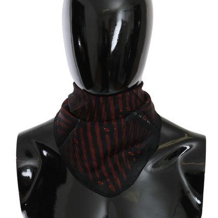 Costume National Black Orange 100% Silk Branded Scarf