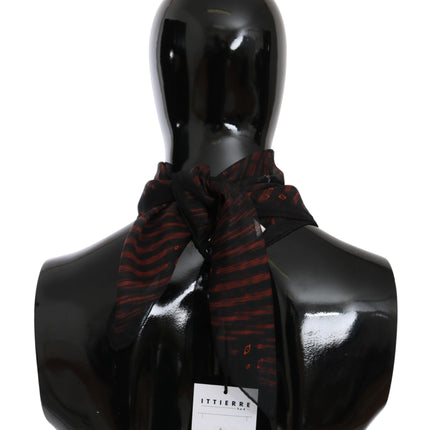 Costume National Black Orange 100% Silk Branded Scarf