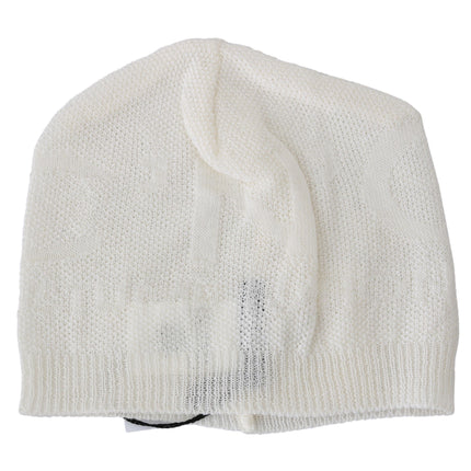 Costume National Beanie White Wool Blend Branded Hat