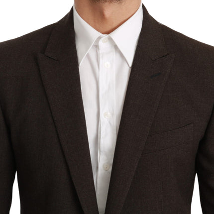Dolce & Gabbana Brown Slim Fit Coat Jacket MARTINI Blazer
