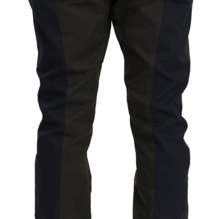 Dolce & Gabbana Blue Gray Stripes Trouser Cotton Pants