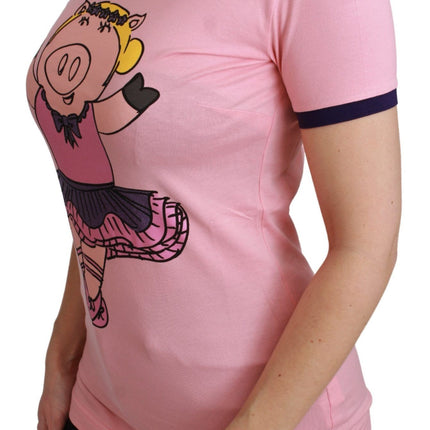 Dolce & Gabbana Pink YEAR OF THE PIG Top Cotton T-shirt