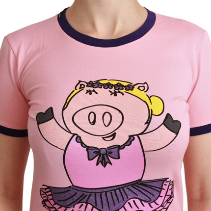 Dolce & Gabbana Pink YEAR OF THE PIG Top Cotton T-shirt