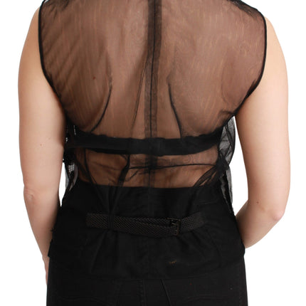 Dolce & Gabbana Black Floral Brocade Top Gilet Waistcoat