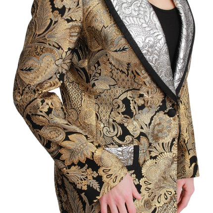 Dolce & Gabbana Black Gold Jacquard Blazer Jacket