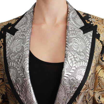 Dolce & Gabbana Black Gold Jacquard Blazer Jacket