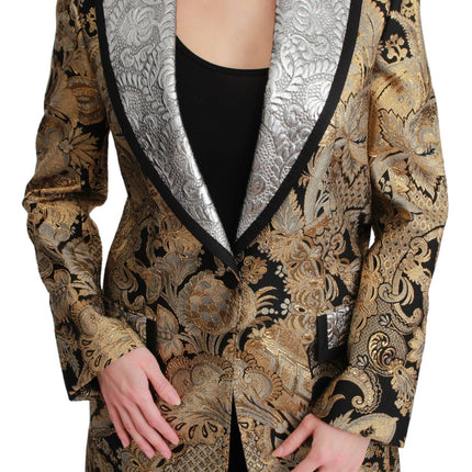 Dolce & Gabbana Black Gold Jacquard Blazer Jacket