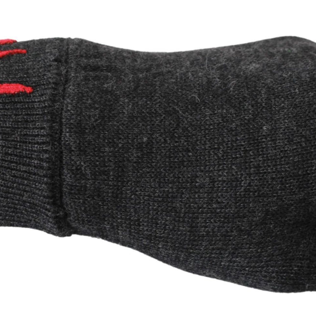 Dolce & Gabbana Gray #DGLovesLondon Embroidered Wool Gloves