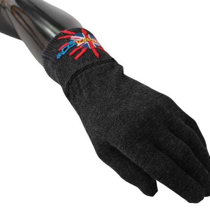 Dolce & Gabbana Gray #DGLovesLondon Embroidered Wool Gloves