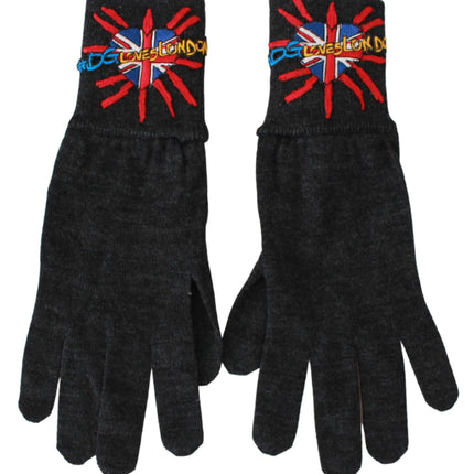 Dolce & Gabbana Gray #DGLovesLondon Embroidered Wool Gloves