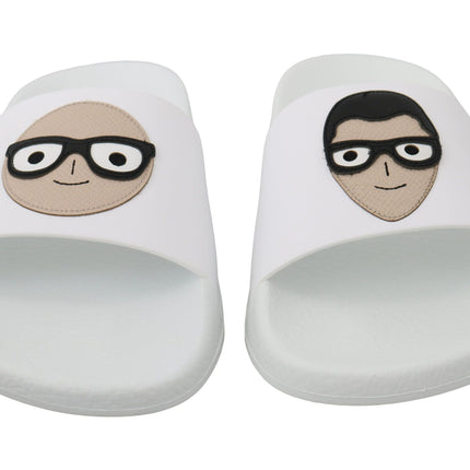 Dolce & Gabbana White Leather #dgfamily Slides Shoes Sandals
