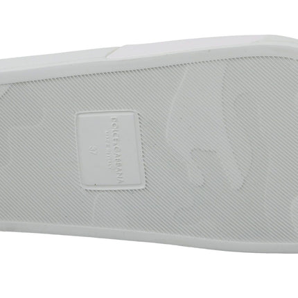 Dolce & Gabbana White Leather #dgfamily Slides Shoes Sandals