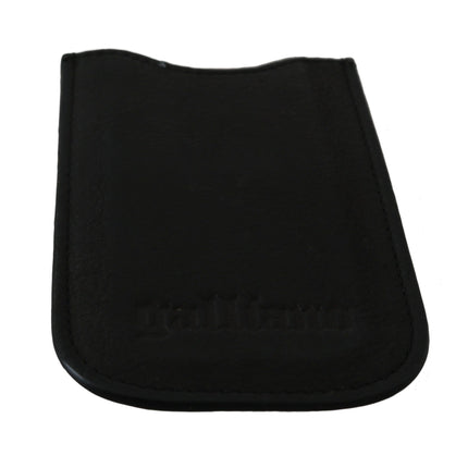 John Galliano Black Leather Multifunctional Men ID Bill Card Holder Wallet