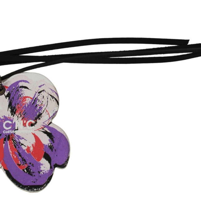 Costume National White Leather Butterfly Logo Keyring C'N'C Keychain