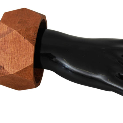 Costume National Brown Wooden Branded Bracelet