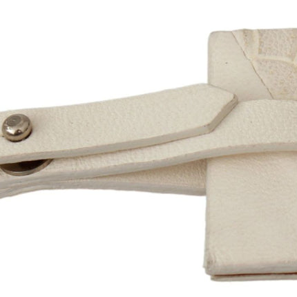 GF Ferre Beige Luggage Tag Branded Leather Patterned Keychain