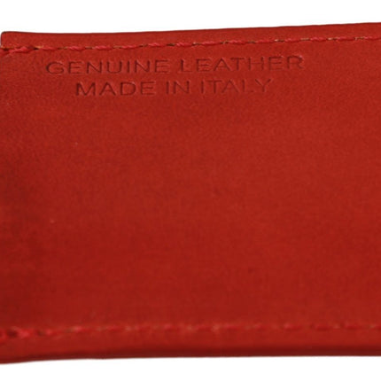 Costume National Red Leather Branded Logo Keyring Keychain