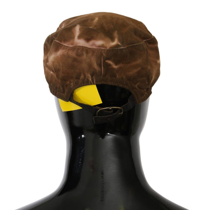 Costume National Brown Newsboy Beret Cabbie Fedora Hat
