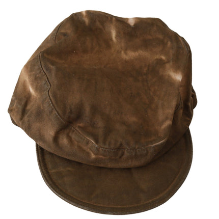 Costume National Brown Newsboy Beret Cabbie Fedora Hat