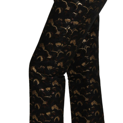 Dolce & Gabbana Black Gold Brocade High Waist Pants