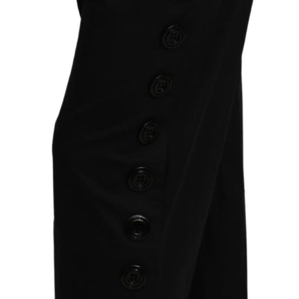 Dolce & Gabbana Black High Waist Cropped Cotton Stretch Pants