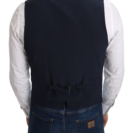 Dolce & Gabbana Blue Viscose Stretch Formal Coat Vest