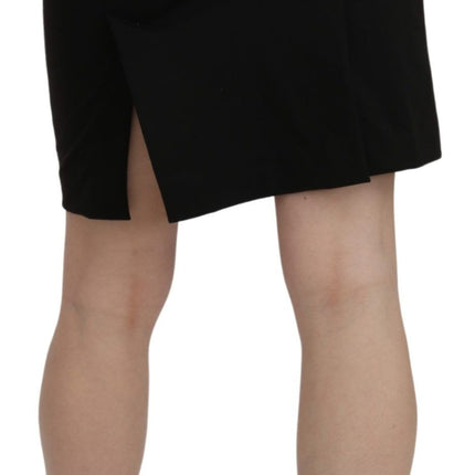 GF Ferre Black High Waist Pencil Cut Knee Length Formal Skirt