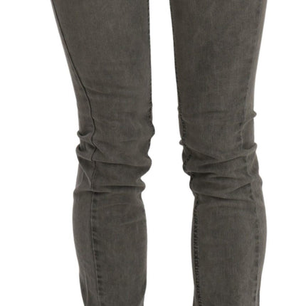 Costume National Gray Low Waist Skinny Denim Cotton Jeans