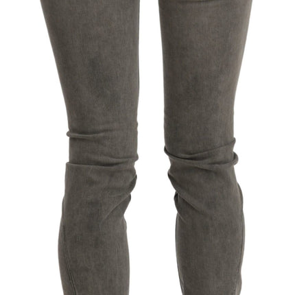 Costume National Gray Low Waist Skinny Denim Cotton Jeans