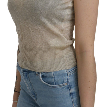 BYBLOS Beige Sleeveless Spaghetti Strap Tank See Through Top