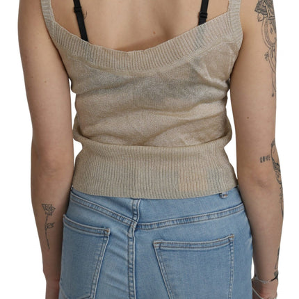 BYBLOS Beige Sleeveless Spaghetti Strap Tank See Through Top