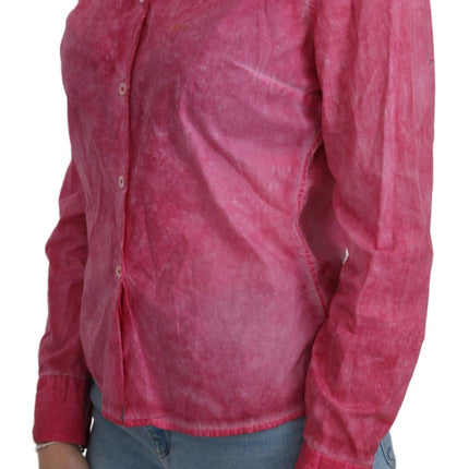 Ermanno Scervino Pink Collared Long Sleeve Shirt Blouse Top