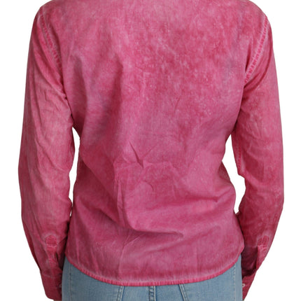 Ermanno Scervino Pink Collared Long Sleeve Shirt Blouse Top