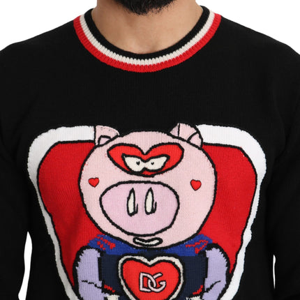 Dolce & Gabbana Black Cashmere Pig of the Year Pullover Sweater