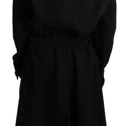 Dolce & Gabbana Virgin Wool Black Blazer Trenchcoat Jacket