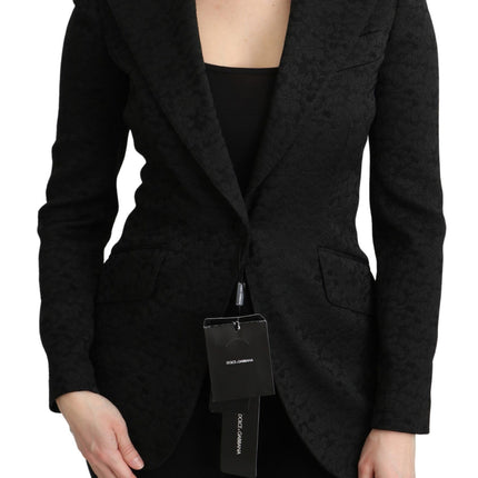 Dolce & Gabbana Black Brocade Single Breasted Blazer Jacket