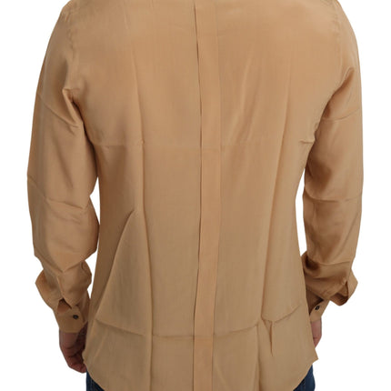 Dolce & Gabbana Yellow 100% Silk GOLD Top Slim Shirt
